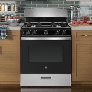 Alternative view of GE 30″ Free-Standing Gas Range JGBS30RETSS