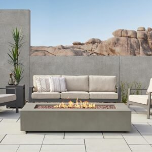 Alternative view of Real Flame Aegean 70″ Rectangle Propane Fire Table