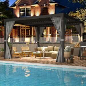 Alternative view of EROMMY 10 ft. W x 10 ft. D Outdoor Louvered Pergola